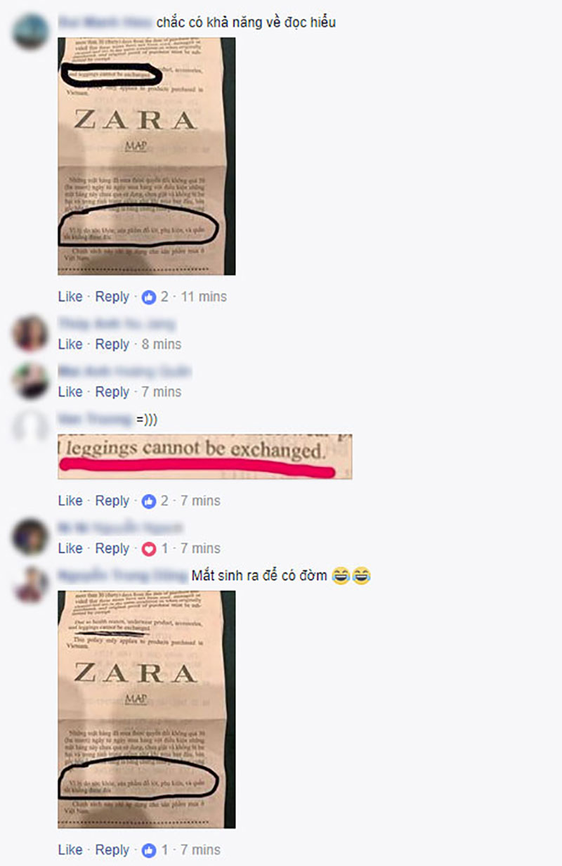 Viết status kiện Zara Hà Nội lừa đảo vì không được đổi legging giá 999.000, vị khách nữ lại bị cư dân mạng ném đá ngược